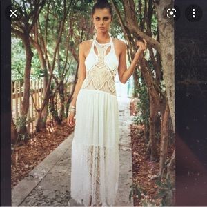Indah Boho Maxi Dress- White size small